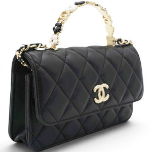 Lambskin Quilted Trendy CC Flap With Chain Black