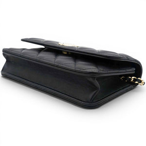 Lambskin Quilted Trendy CC Flap With Chain Black
