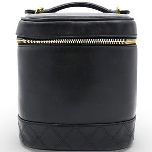 Lambskin Vanity Cosmetic Bag Black