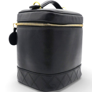 Lambskin Vanity Cosmetic Bag Black