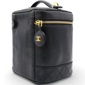 Lambskin Vanity Cosmetic Bag Black