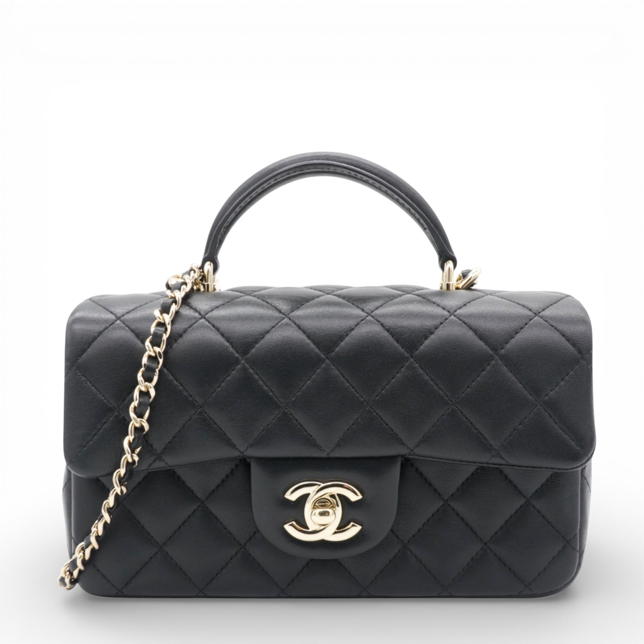 Mini Top Handle Rectangular Flap Black
