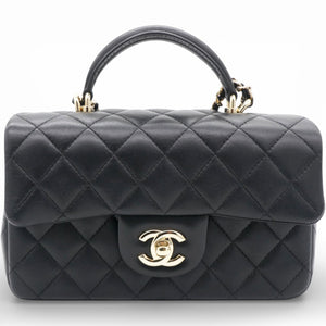 Mini Top Handle Rectangular Flap Black