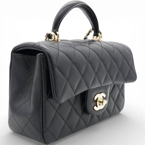 Mini Top Handle Rectangular Flap Black