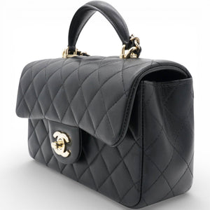 Mini Top Handle Rectangular Flap Black