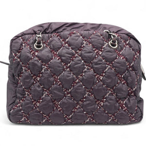 Nylon Quilted Tweed Stitch Bubble Camera Case Purple