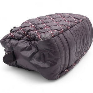 Nylon Quilted Tweed Stitch Bubble Camera Case Purple