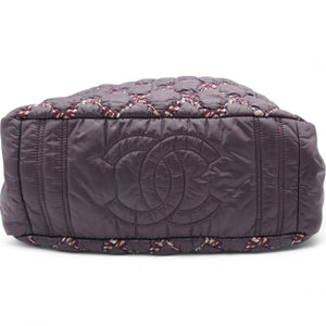 Nylon Quilted Tweed Stitch Bubble Camera Case Purple