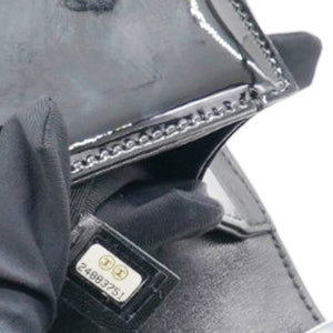Patent Glitter PVC Chevron Quilted Medium Boy Flap Black Silver