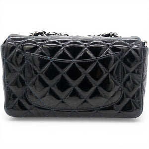 Patent Leather Quilted Mini Rectangular Flap Black