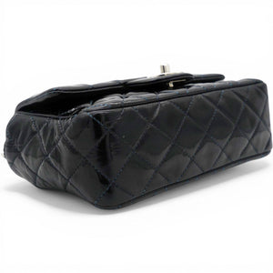 Patent Leather Quilted Mini Rectangular Flap Black