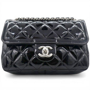 Patent Quilted Small Coco Shine Flap Black