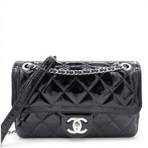 Patent Quilted Small Coco Shine Flap Black