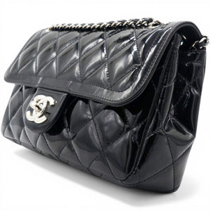 Patent Quilted Small Coco Shine Flap Black