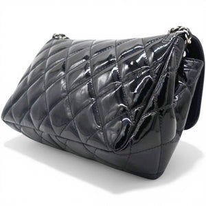 Patent Quilted Small Coco Shine Flap Black