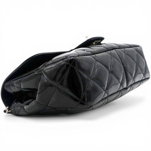Patent Quilted Small Coco Shine Flap Black
