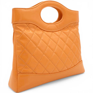 Shiny Crumpled Calfskin Quilted Mini 31 Shopping Bag