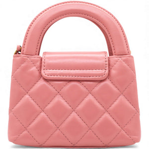 Shiny Leather Quilted Nano Kelly Shopper Pink