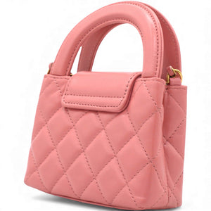 Shiny Leather Quilted Nano Kelly Shopper Pink