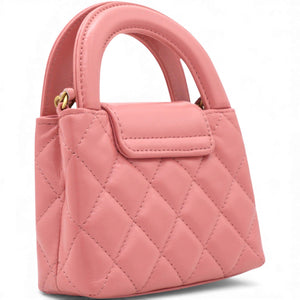 Shiny Leather Quilted Nano Kelly Shopper Pink