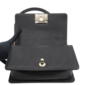 Small Caviar Chevron Leboy Black