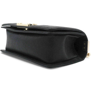 Small Caviar Chevron Leboy Black