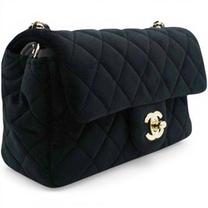 Velvet Quilted Mini Rectangular Pearl Crush Flap Black