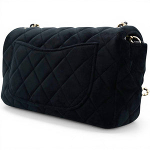 Velvet Quilted Mini Rectangular Pearl Crush Flap Black