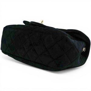 Velvet Quilted Mini Rectangular Pearl Crush Flap Black