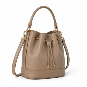 Pre-Owned Taupe Drawstring Bucket Handbag