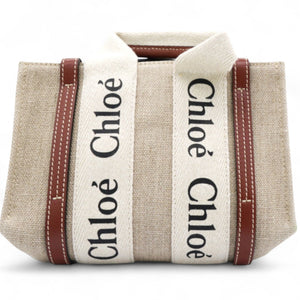 Cotton Mini Woody Ribbon Tote With Strap Brown