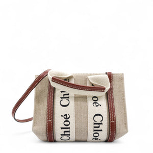 Cotton Mini Woody Ribbon Tote With Strap Brown