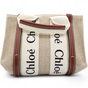 Cotton Mini Woody Ribbon Tote With Strap Brown