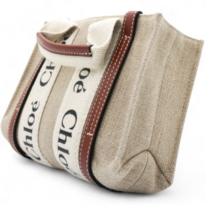 Cotton Mini Woody Ribbon Tote With Strap Brown