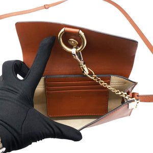 Suede Calfskin Faye Wallet On Strap Tan Micro
