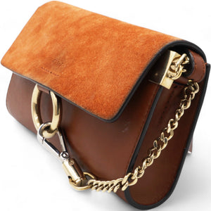 Suede Calfskin Faye Wallet On Strap Tan Micro