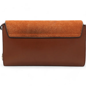 Suede Calfskin Faye Wallet On Strap Tan Micro