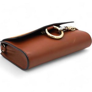 Suede Calfskin Faye Wallet On Strap Tan Micro