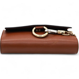 Suede Calfskin Faye Wallet On Strap Tan Micro