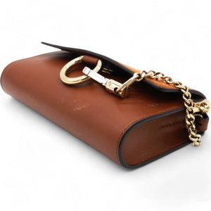 Suede Calfskin Faye Wallet On Strap Tan Micro