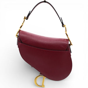 Grained Calfskin Mini Saddle Bag Red