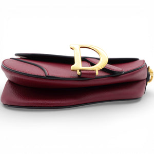 Grained Calfskin Mini Saddle Bag Red