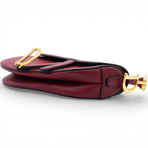 Grained Calfskin Mini Saddle Bag Red