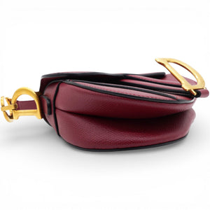 Grained Calfskin Mini Saddle Bag Red