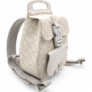 HOMME Oblique Jacquard Calfskin Mini Saddle Backpack Beige