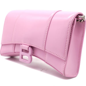Hourglass leather Wallet on Chain Pink