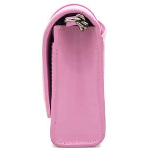 Hourglass leather Wallet on Chain Pink
