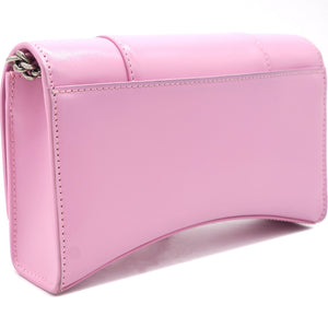 Hourglass leather Wallet on Chain Pink