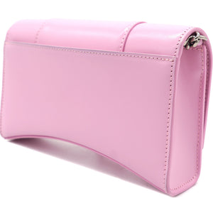 Hourglass leather Wallet on Chain Pink