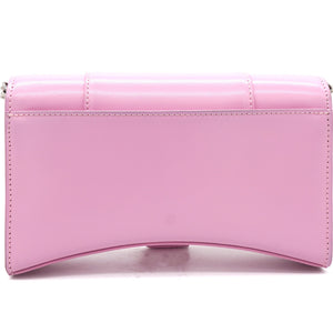 Hourglass leather Wallet on Chain Pink